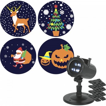 Проектор ЭРА LED ПРАЗДНИК IP44 220В 4 карты с динамичн. проекциями ПДУ в компл. Б0056011 Проектор ЭРА LED ПРАЗДНИК IP44 220В 4 карты с динамичн. проекциями ПДУ в компл. Б0056011