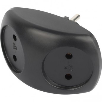 Разветвитель электрический ЭРА SPx-2-B на 2 розетки без заземл. 10А черн. Б0059720 Разветвитель электрический ЭРА SPx-2-B на 2 розетки без заземл. 10А черн. Б0059720