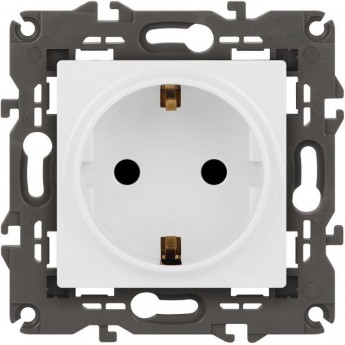 Розетка ЭРА ELEGANCE SCHUKO 14-2102-01 16А IP20 16AX 250В 2P+E защитный шторки белый