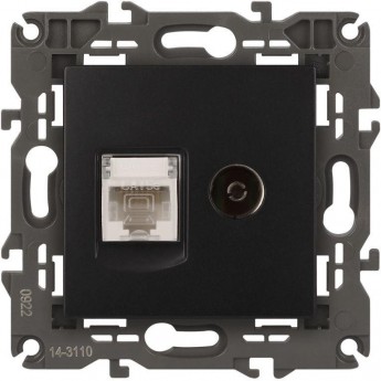 Розетка компьютерная + телевизионная 2-м ЭРА ELEGANCE 14-3110-05 RJ45 + TV IP20 антрацит