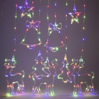 Светодиодная новогодняя гирлянда ЭРА ЕGNIG - NY занавес НОВЫЙ ГОД 2,4*1,1 м 8 режимов мультиколор 171 LED