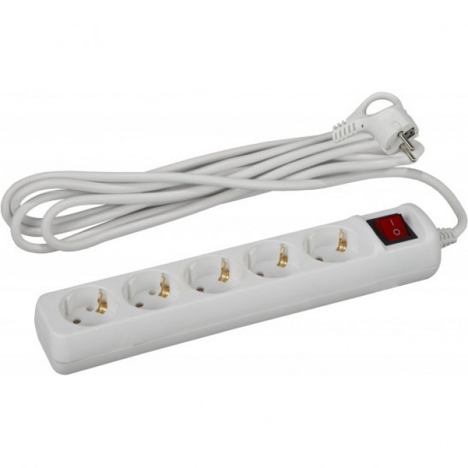 Удлинитель электрический ЭРА U-5ES-3M-3x1 с заземлением с выключателем 5 розеток 3м ПВС 3x1мм2 16А B0028382