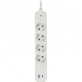 Удлинитель с сетевым фильтром ЭРА Б00595714х1.5м с заземлением 10А USF-4es-1.5m-2xUSBAC-W +2xUSBA+C3.1A с выключателем с базовой защитой