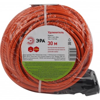 Удлинитель силовой ЭРА UPx-1-2x1-30m в бухте без заземления 30м 1 розетка ПВС 2х1мм2