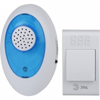 Звонок дверной ЭРА A01 беспроводной аналоговый белый с синим 32 мелодии Звонок дверной ЭРА A01 беспроводной аналоговый белый с синим 32 мелодии